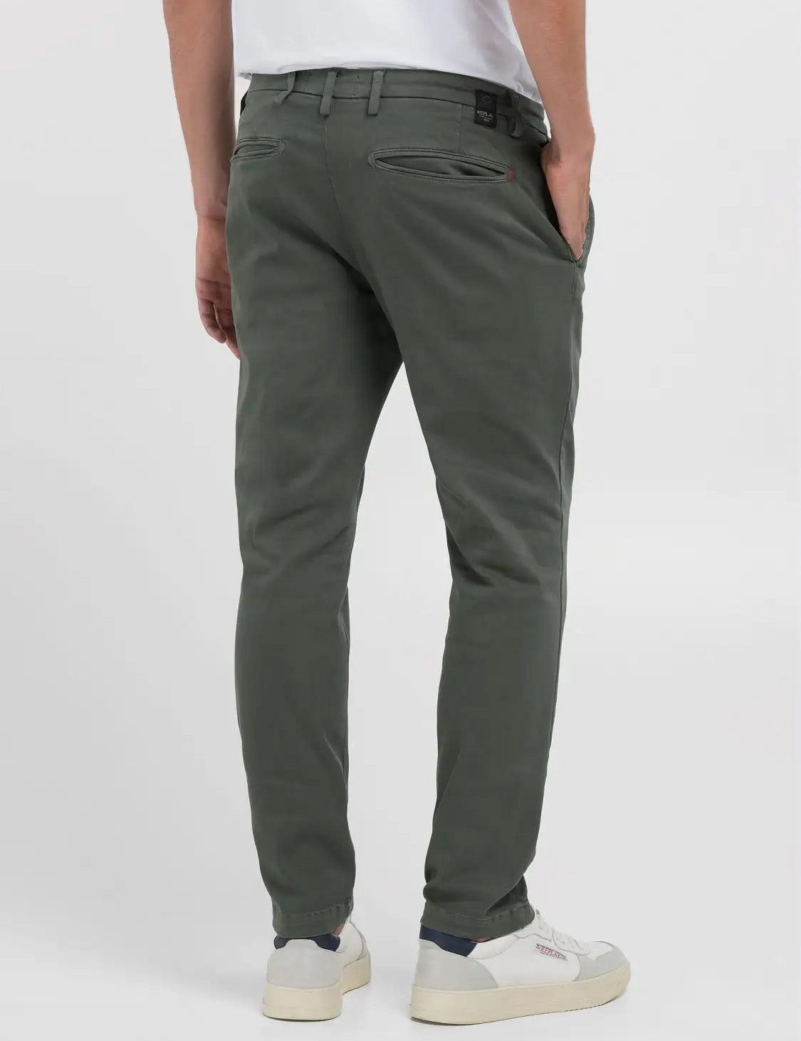 Replay Benni Hyperflex Regular Fit Chino Military Green