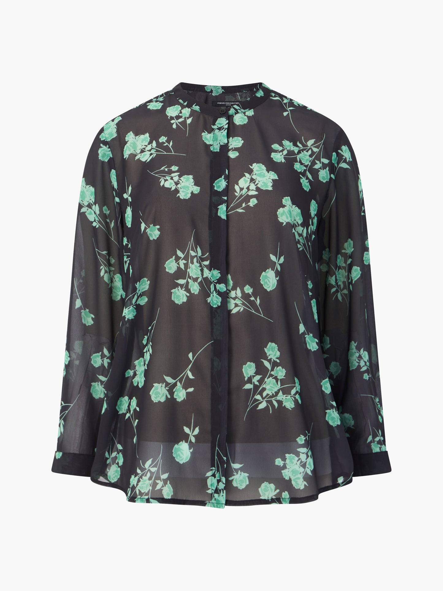 French Connection Alexandra L/S Shirt Blackout/Minted Green