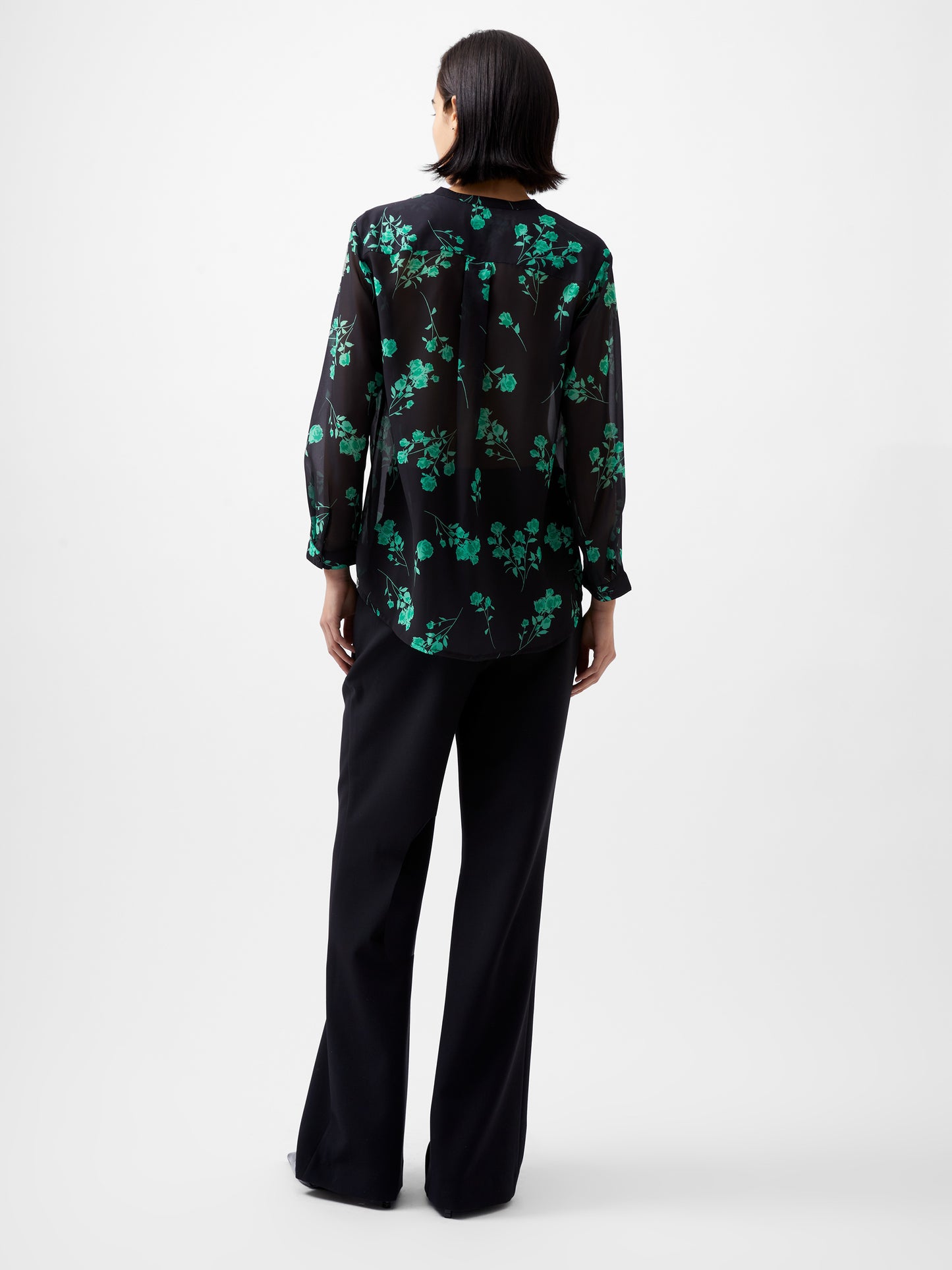 French Connection Alexandra L/S Shirt Blackout/Minted Green