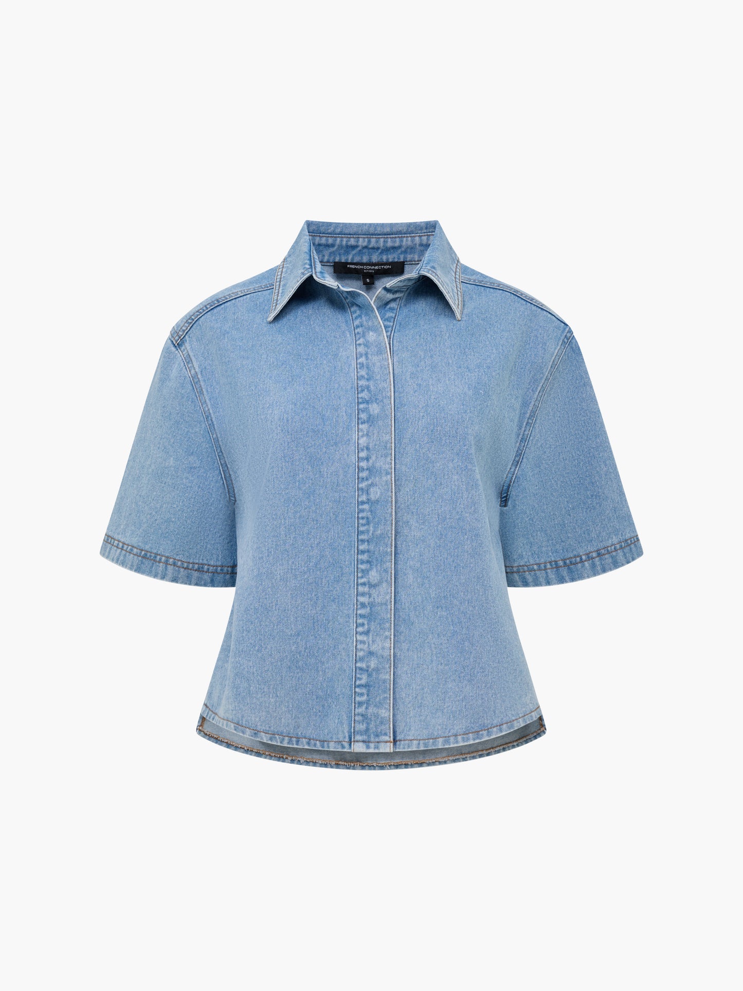 French Connection Sam Denim Short Sleeve Shirt Vintage Wash