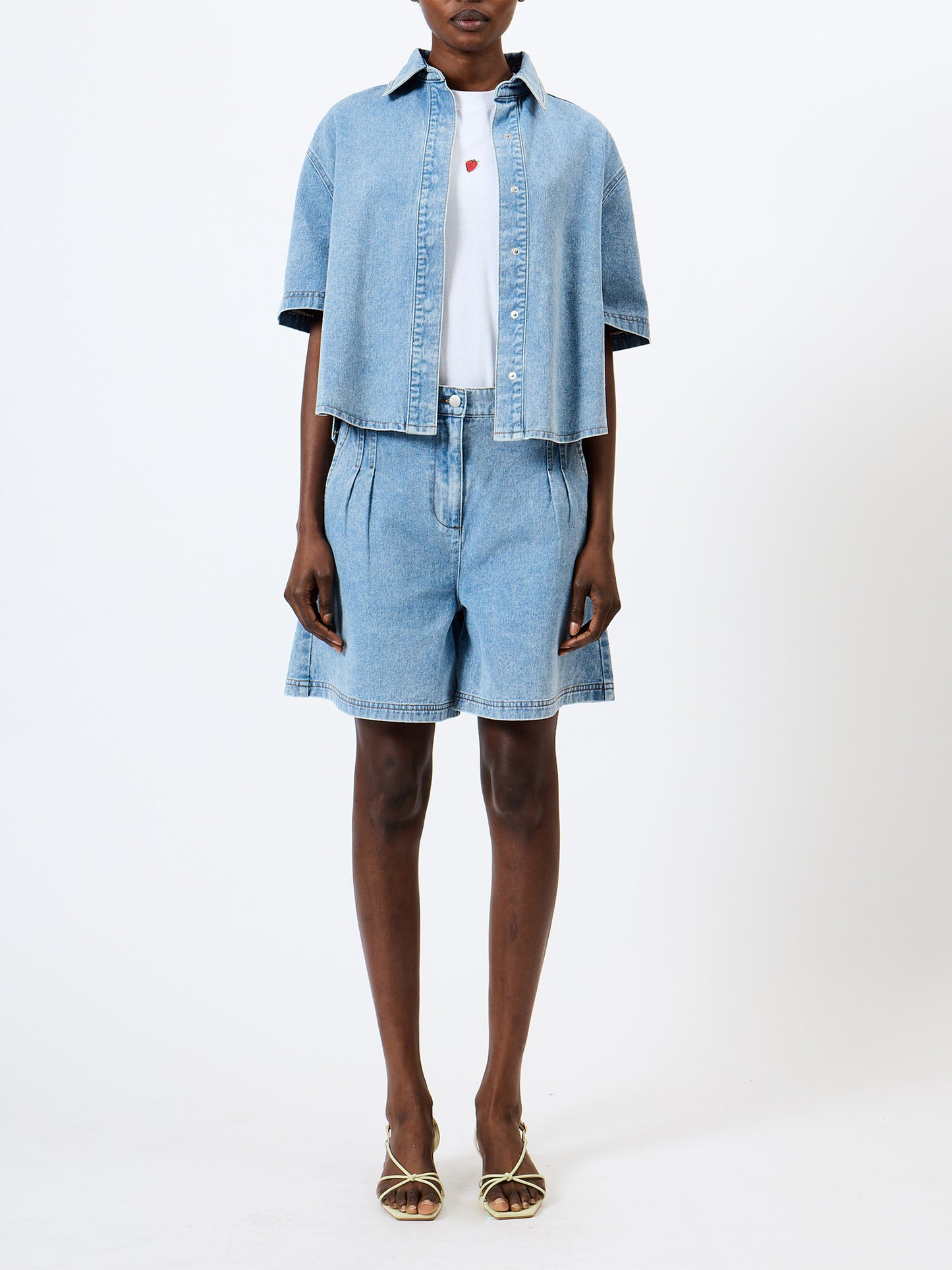 French Connection Sam Denim Short Sleeve Shirt Vintage Wash