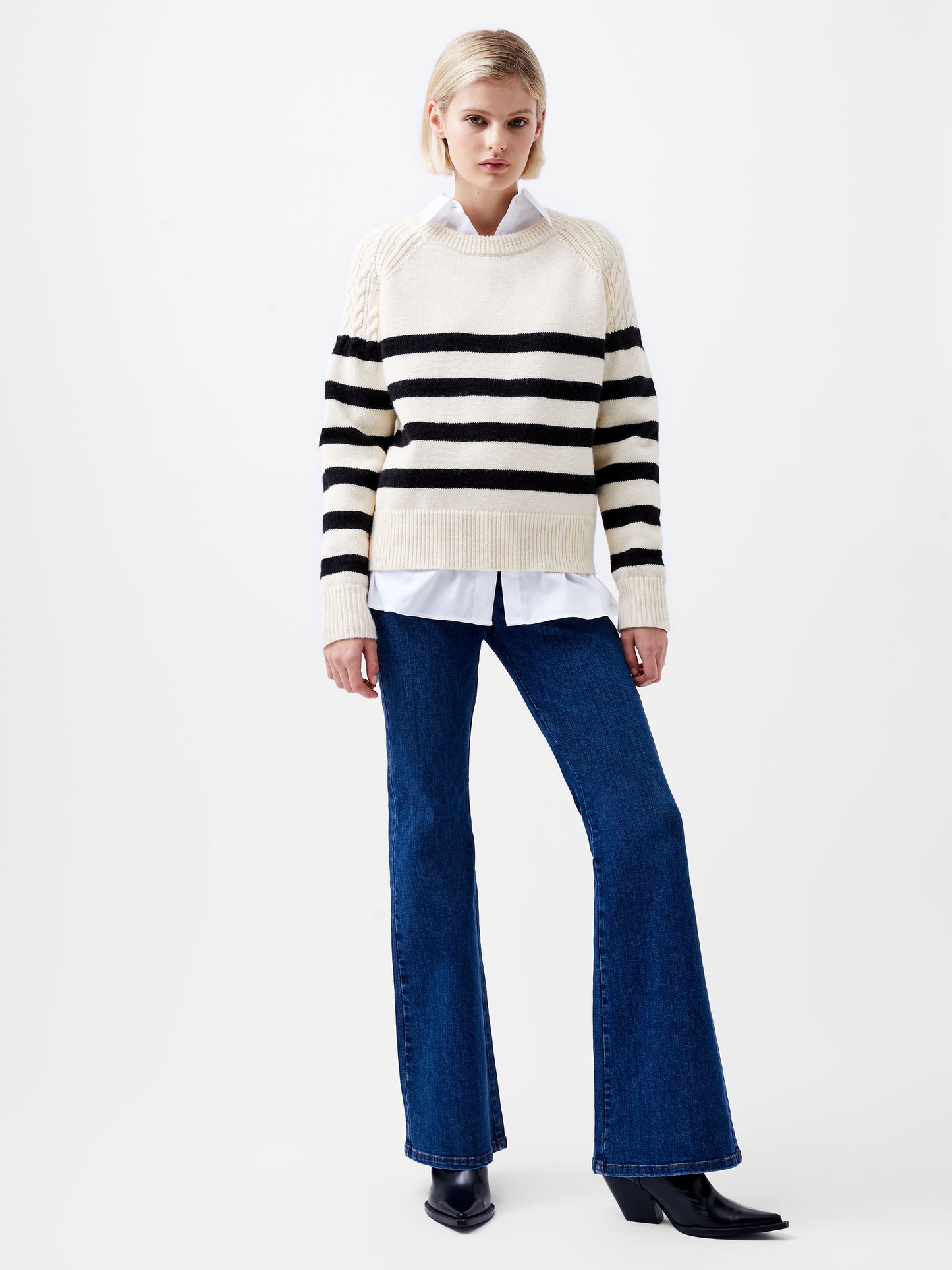 French Connection Quinley Stripe Jumper Classic Cream/Blackout