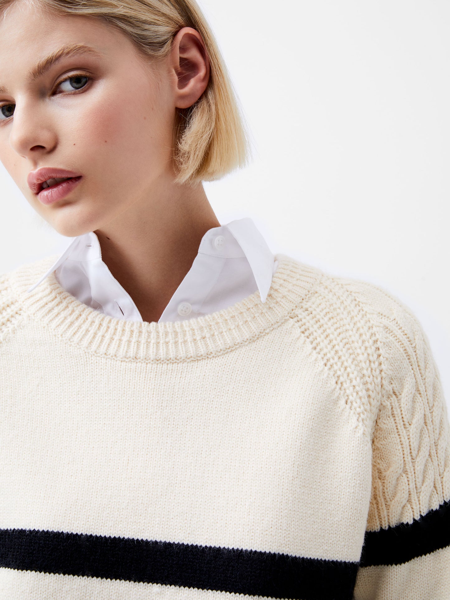 French Connection Quinley Stripe Jumper Classic Cream/Blackout