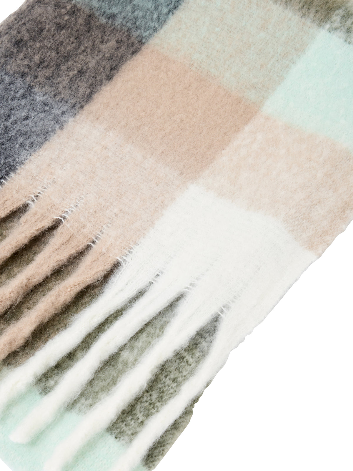 French Connection Super Soft Check Scarf Multi Gry/Cream/Mint