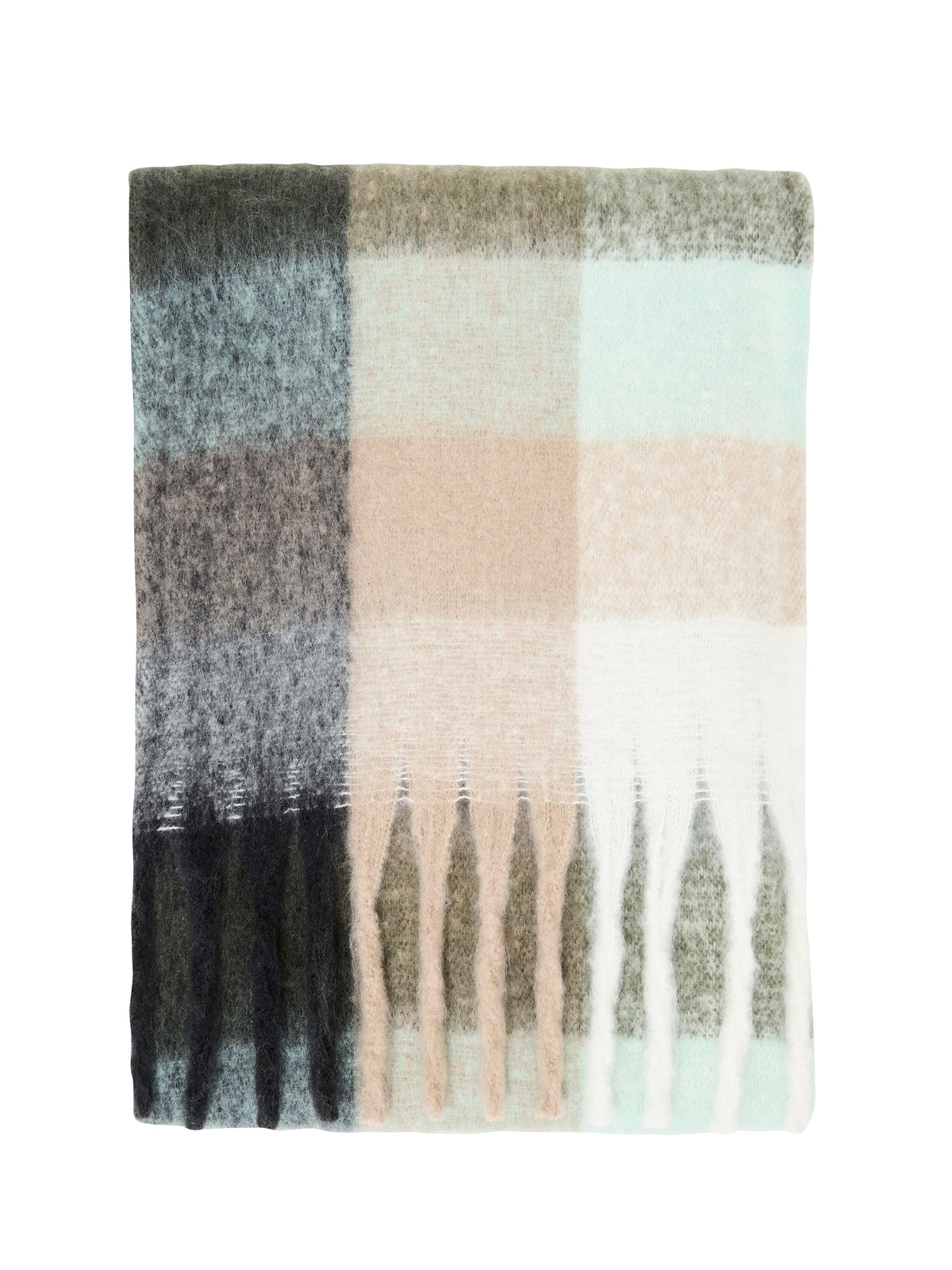 French Connection Super Soft Check Scarf Multi Gry/Cream/Mint