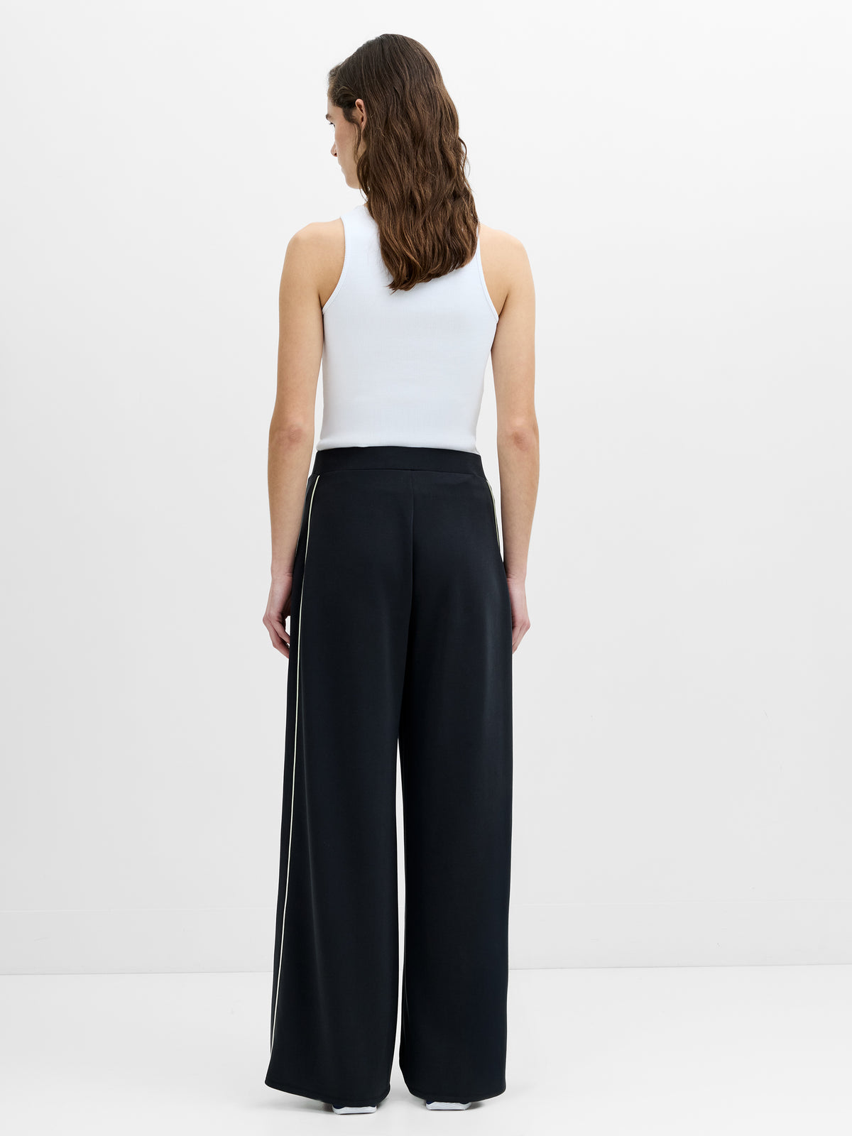French Connection Wren Side Stripe Wide Leg Jogger Graph Grey