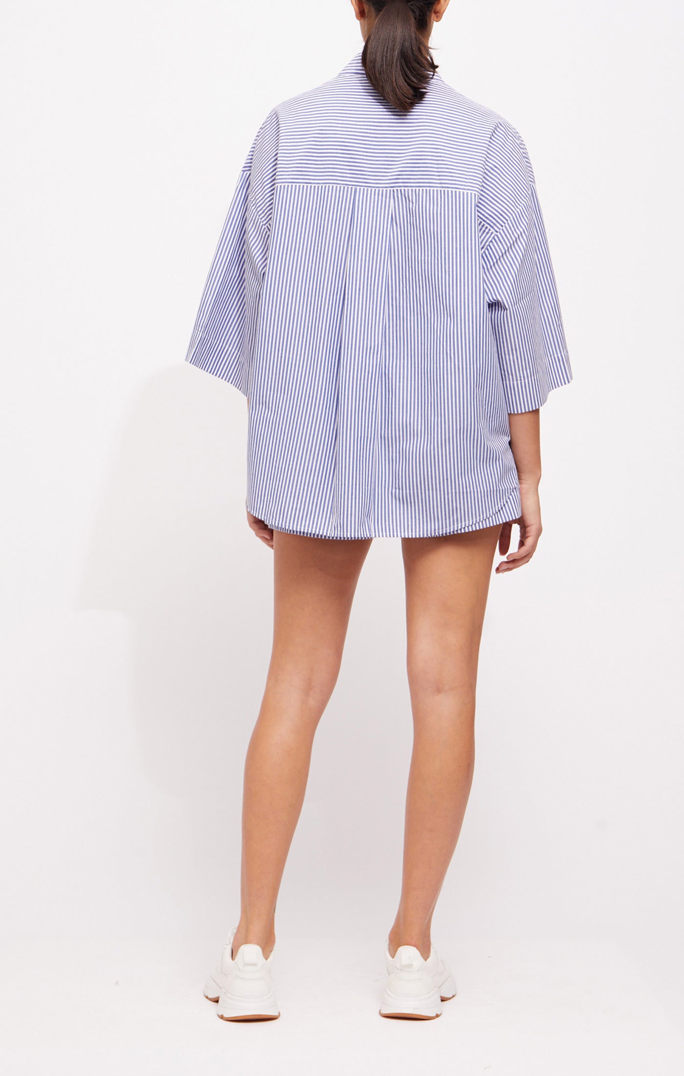 French Connection Rhodes Popover Stripe Linen White/Marine - Mojo Independent Store