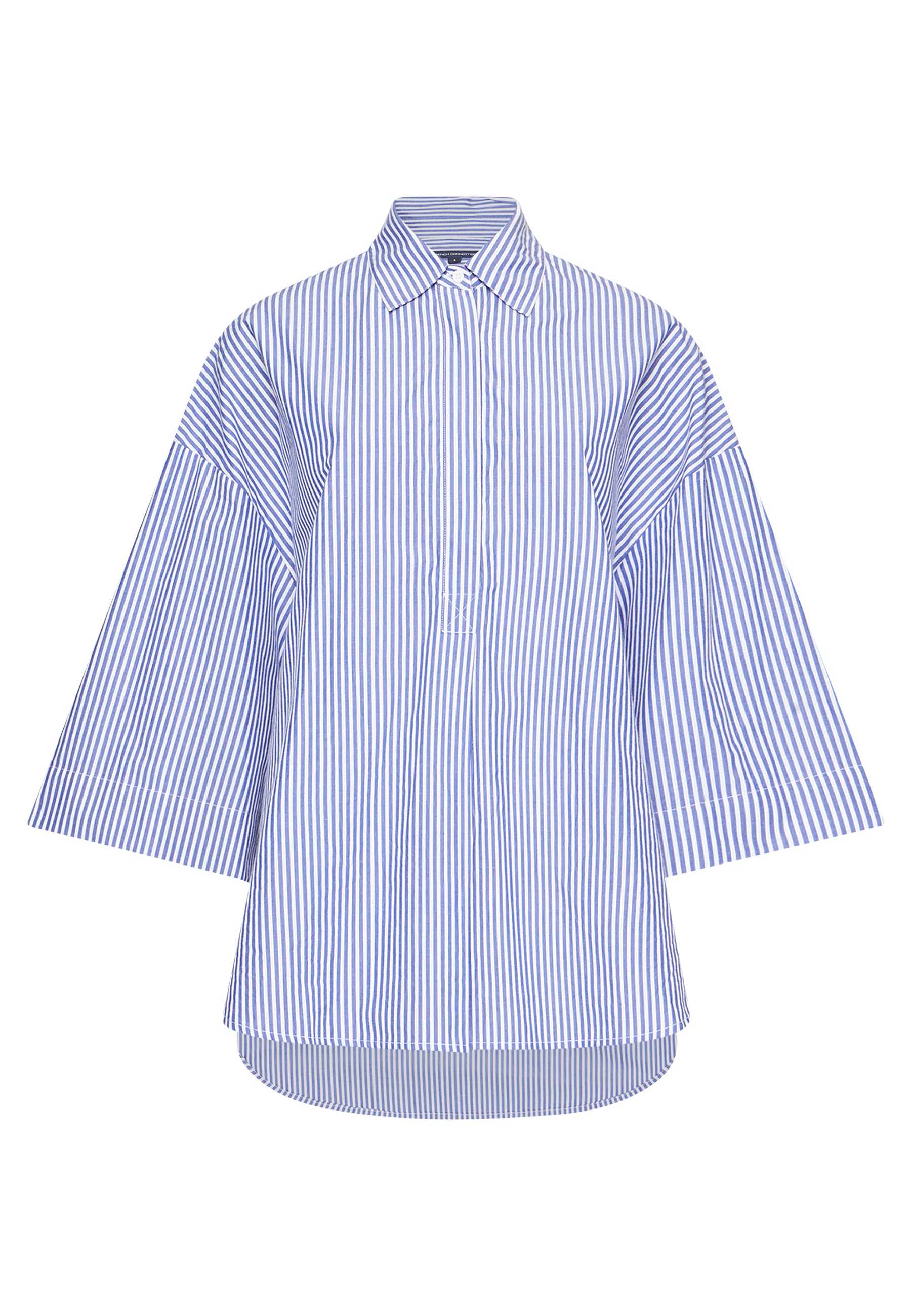 French Connection Rhodes Popover Stripe Linen White/Marine - Mojo Independent Store