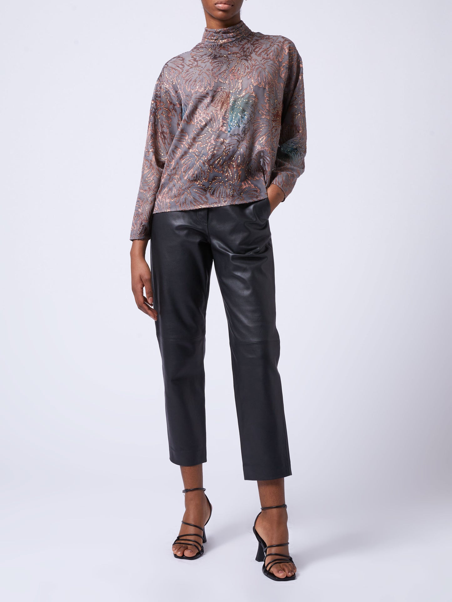 French Connection Becky Burnout Turtle Neck Bronze Multi