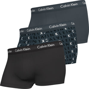 Calvin Klein 3 Pack Low Rise Trunk Hemisphere Blue/Subdued Logo/Black
