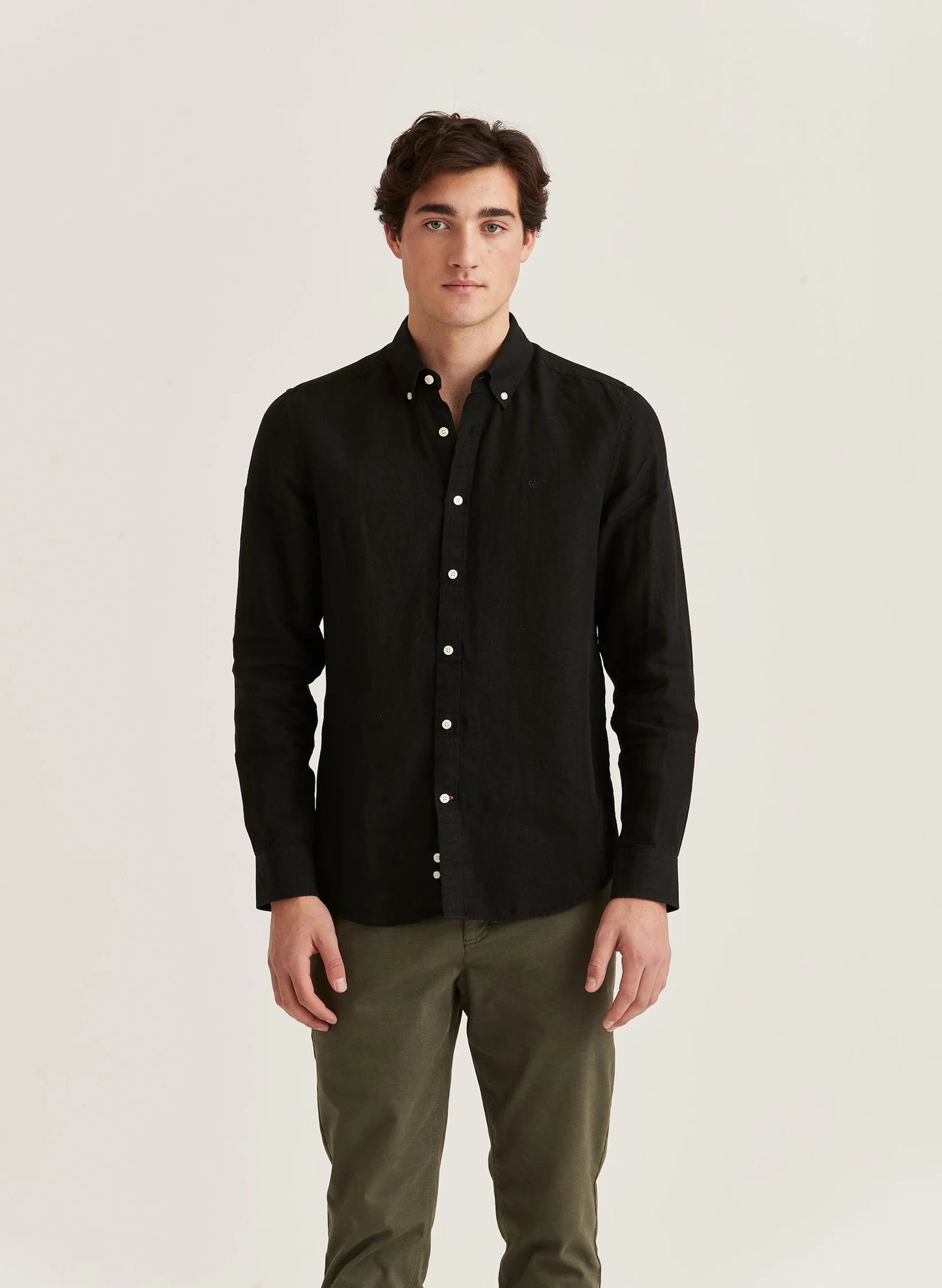 Morris Douglas Linen Shirt Black