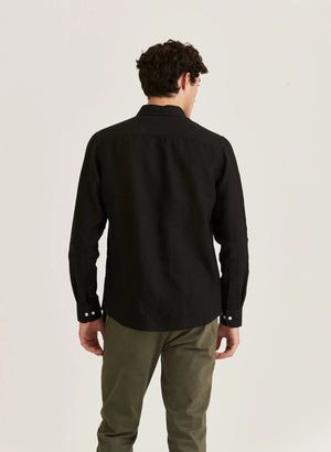 Morris Douglas Linen Shirt Black