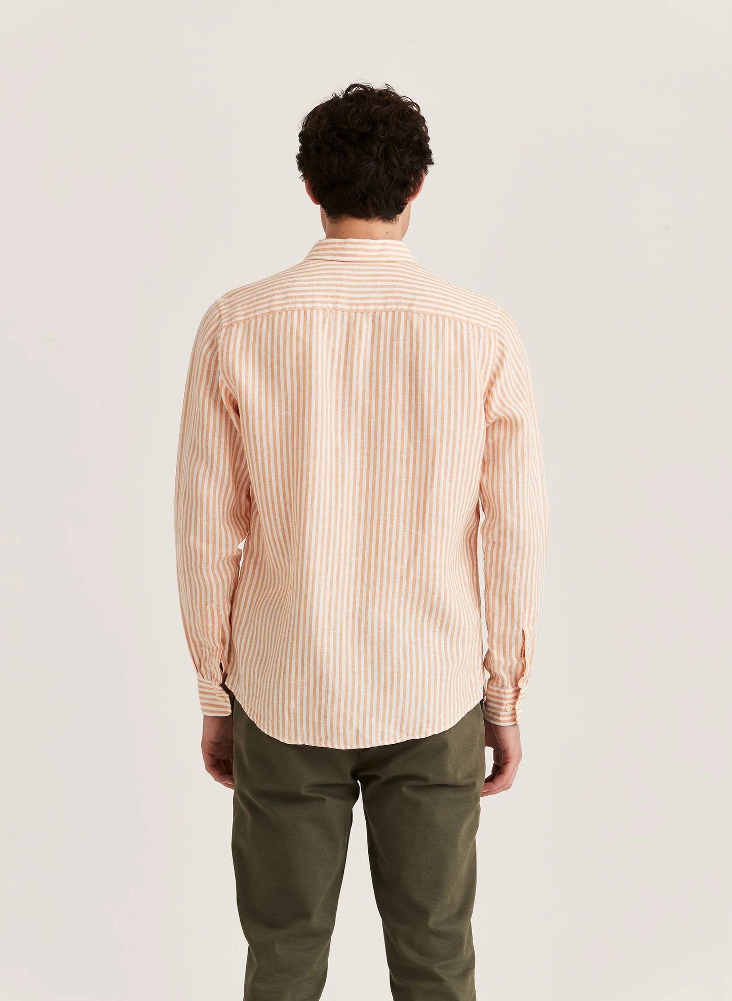 Morris Douglas Linen Stripe Shirt Orange