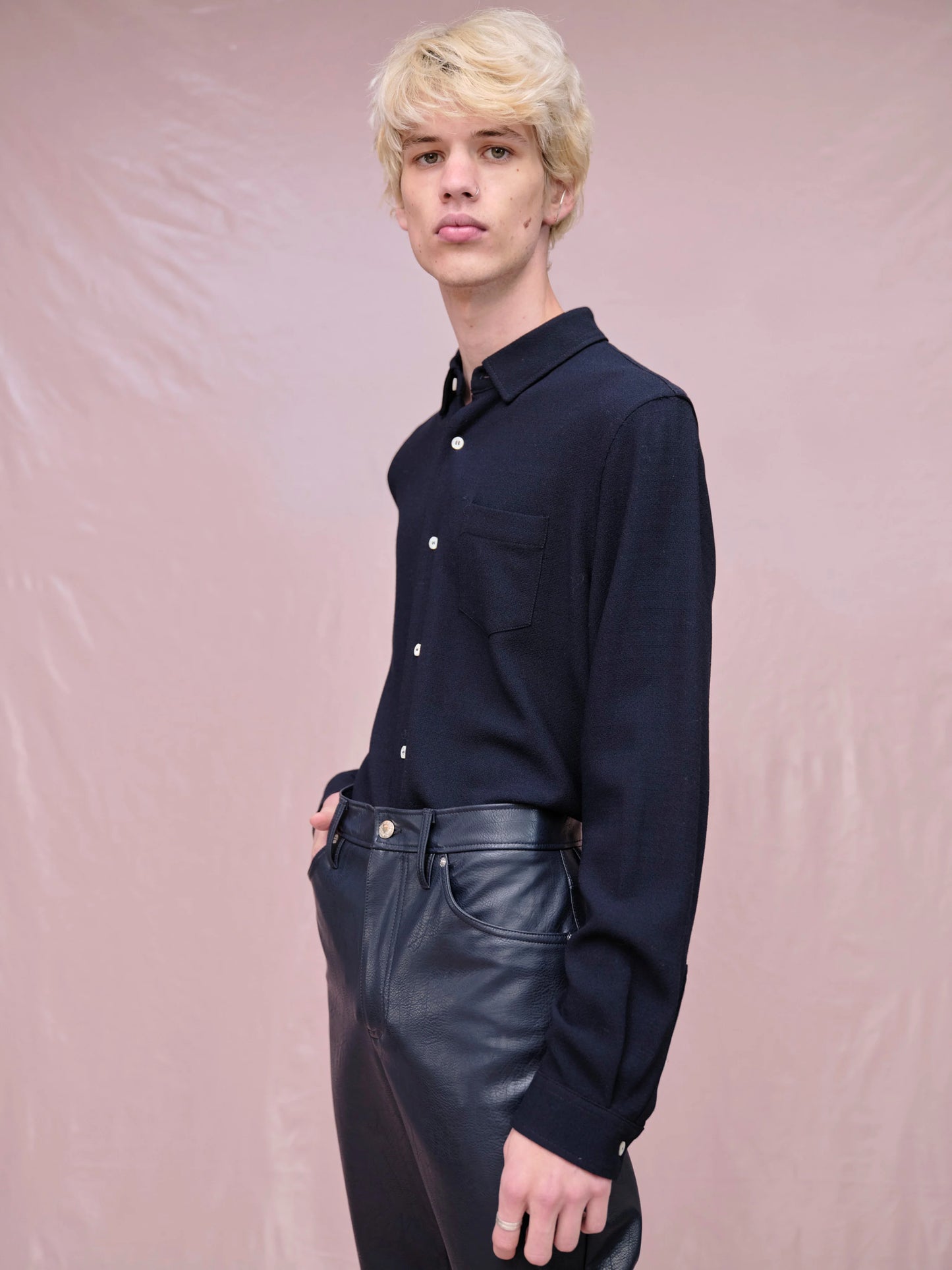 Séfr Hampus Shirt Wool Dark Navy - Mojo Independent Store