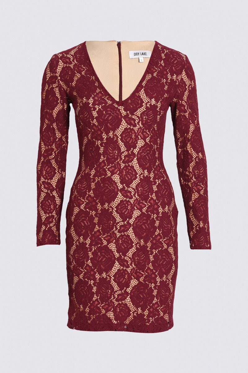 Dry Lake Mythology Dress Burgundy Lace - Mojo Independent Store