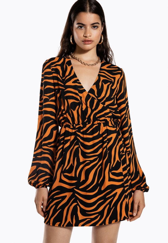 Ivyrevel Ballon Sleeve Dress Black/Orange Zebra - Mojo Independent Store