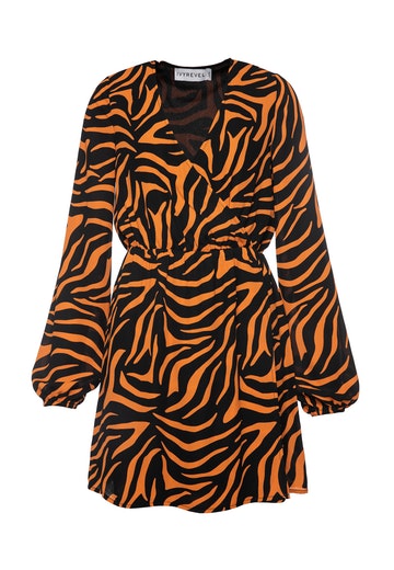 Ivyrevel Ballon Sleeve Dress Black/Orange Zebra - Mojo Independent Store