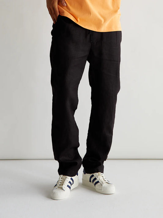 Woodbird Eik Linen Pant Black