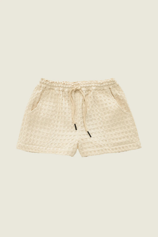 Oas Ecru Drizzle Waffle Shorts