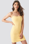 NA-KD Basic Bodycon Dress Gul - Mojo Independent Store