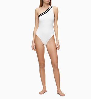 Calvin Klein Cheeky Oneshoulder One Piece PVH Classic White - Mojo Independent Store