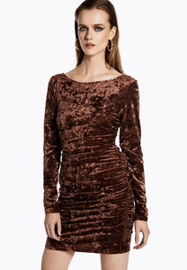 Ivyrevel Velvet Mini Dress Brown - Mojo Independent Store